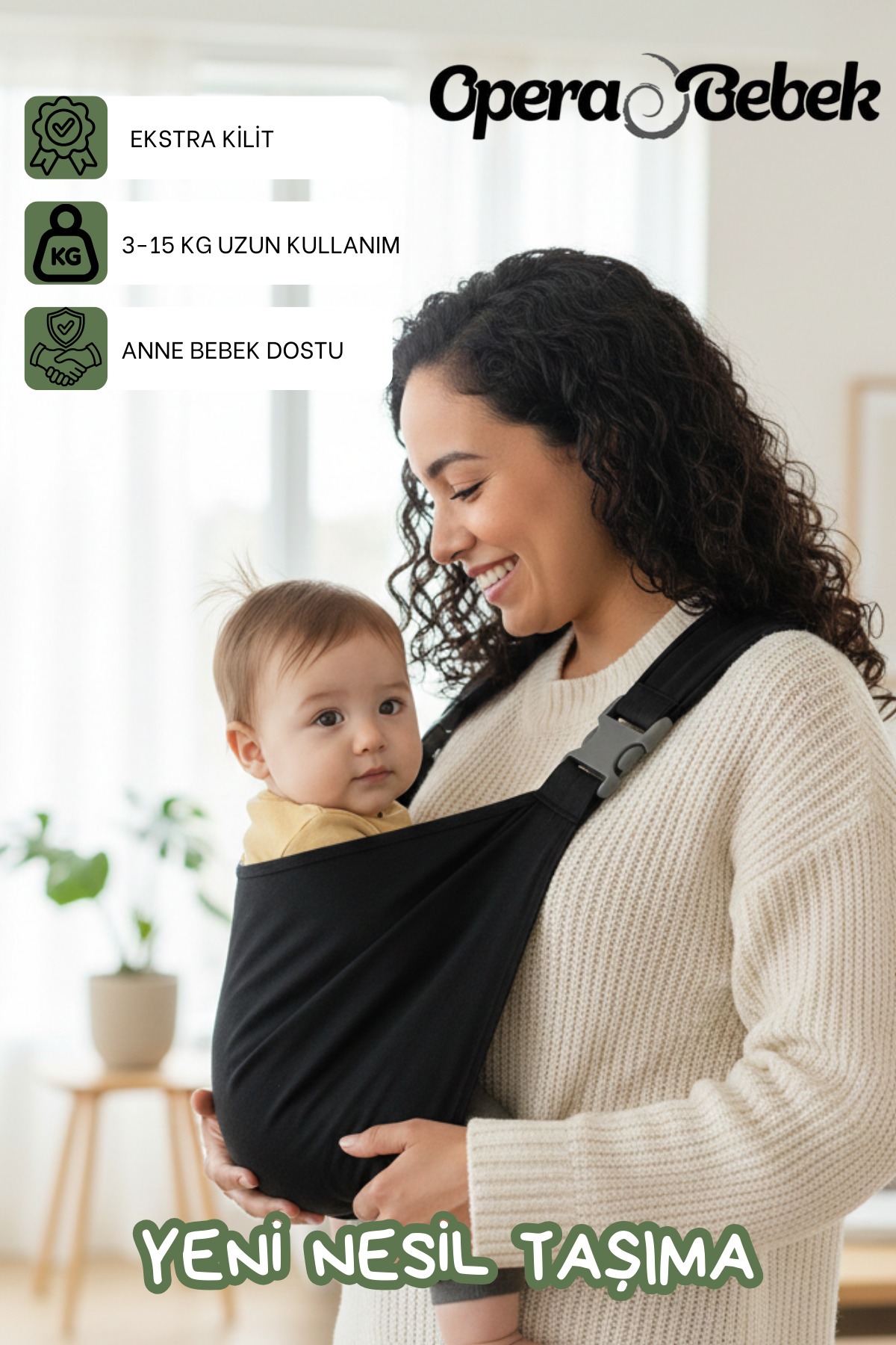 Yeni Nesil Bebek Sling Kanguru Taşıyıcı – Ergonomik, Ayarlanabilir, 15 Kg’a Kadar Taşıma